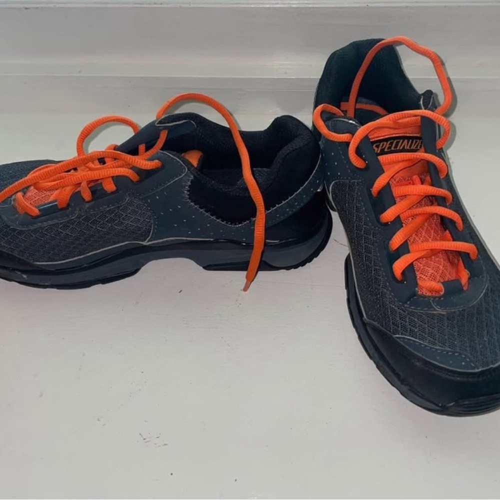 Specialized Bike Shoes- Black with Orange Laces